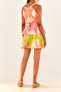 Neon Garden cotton short dress - Yellow
