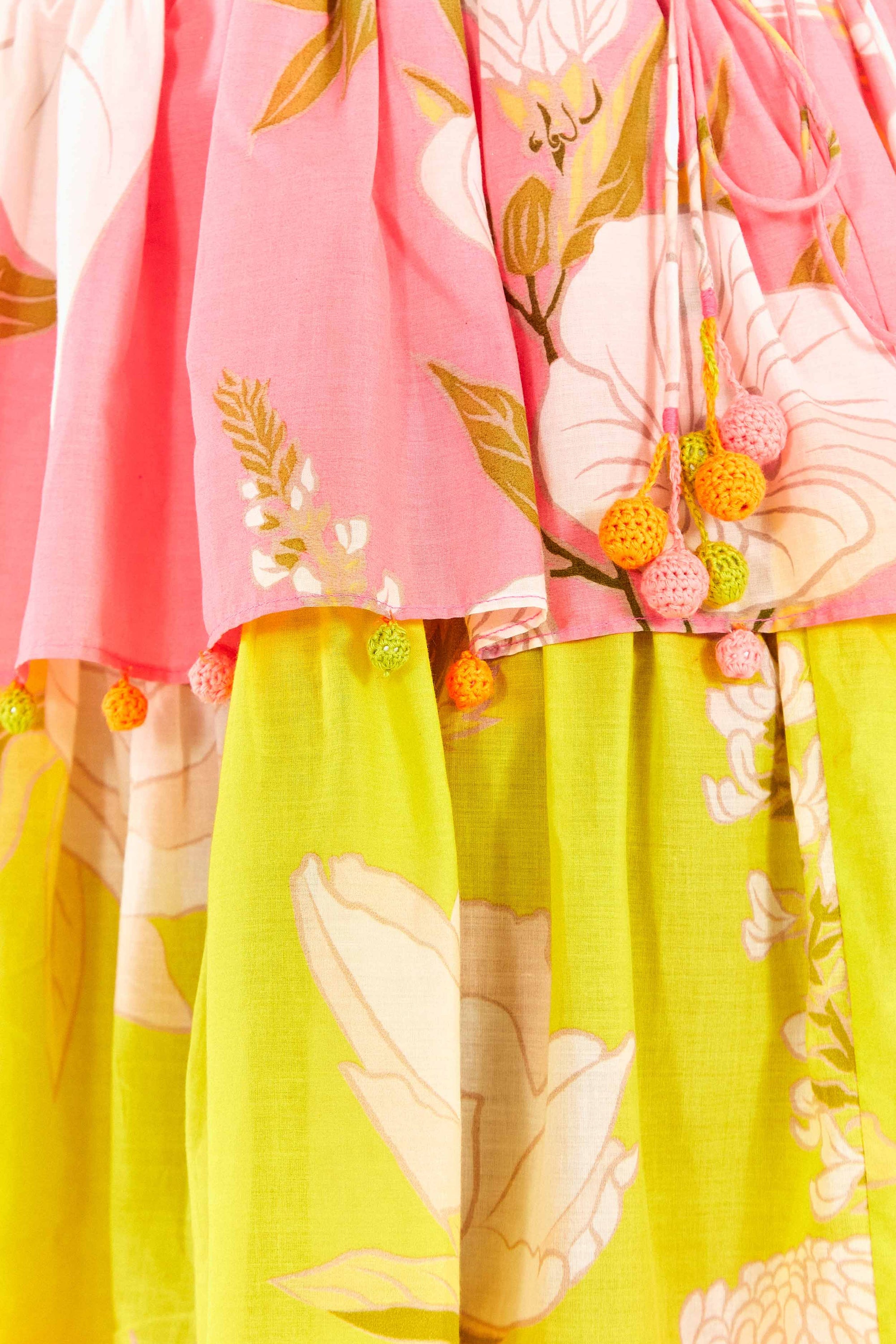 Neon Garden cotton short dress - Yellow