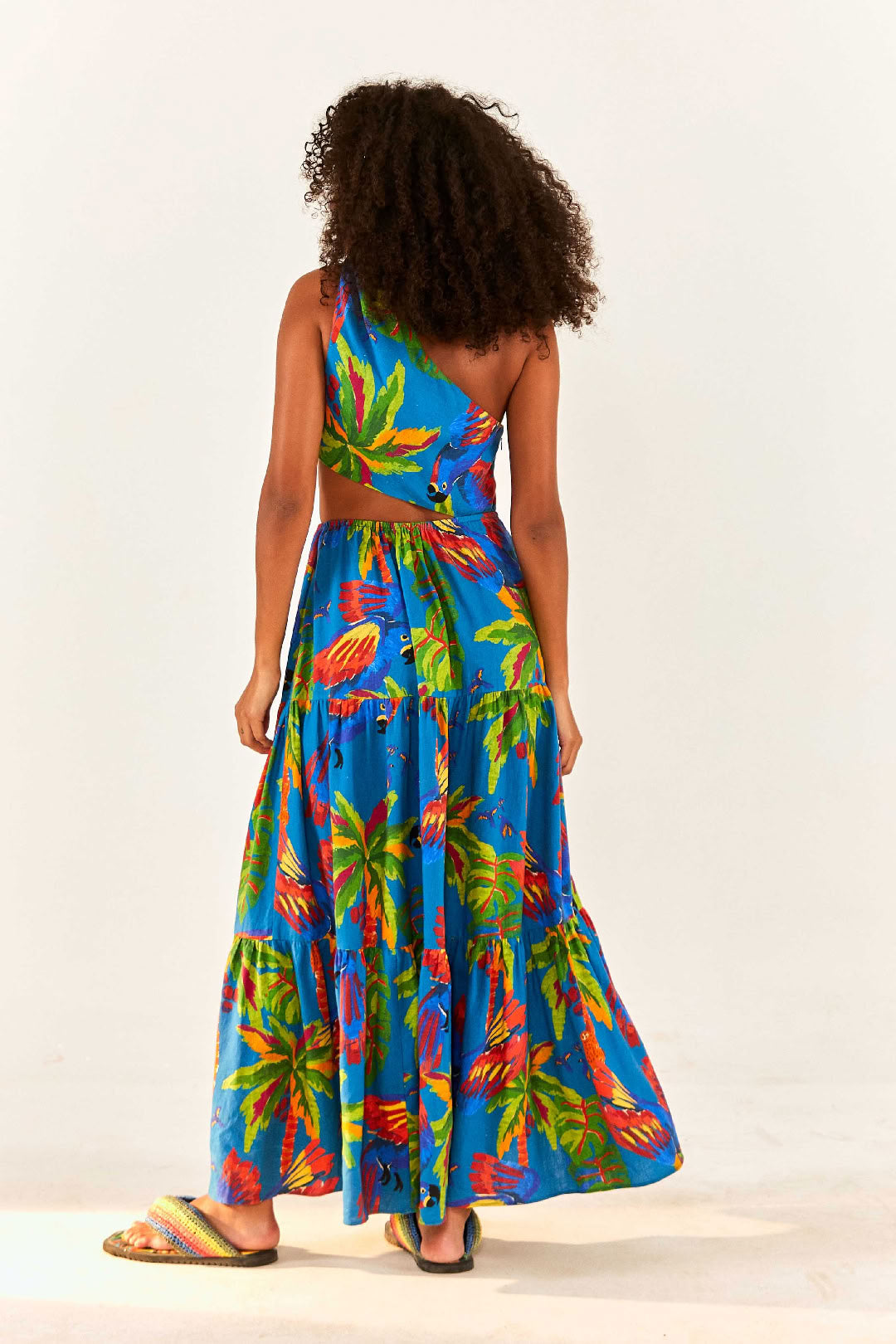 Robe longue asymétrique Sunny Day en lin - Bleu