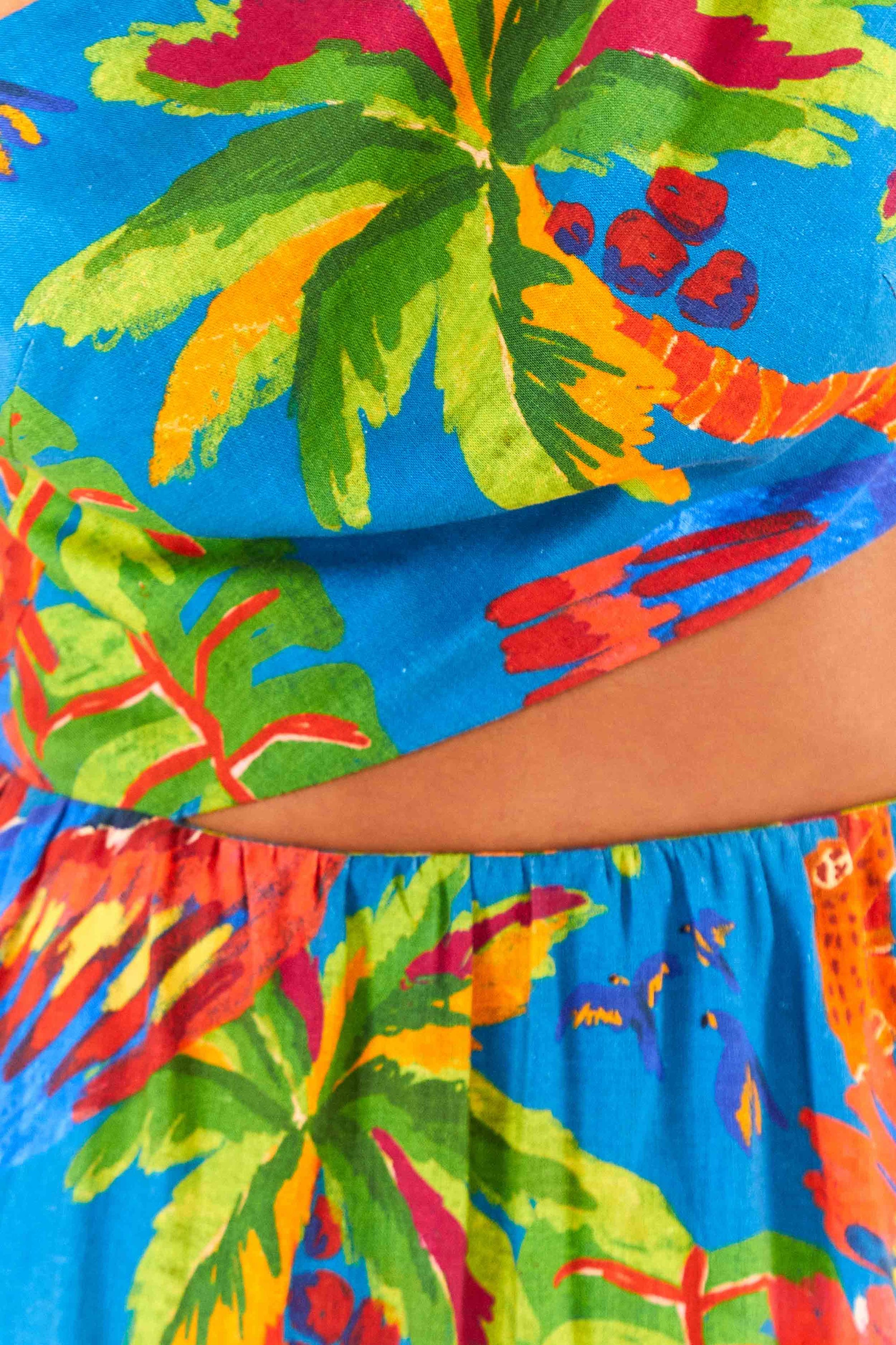 Robe longue asymétrique Sunny Day en lin - Bleu
