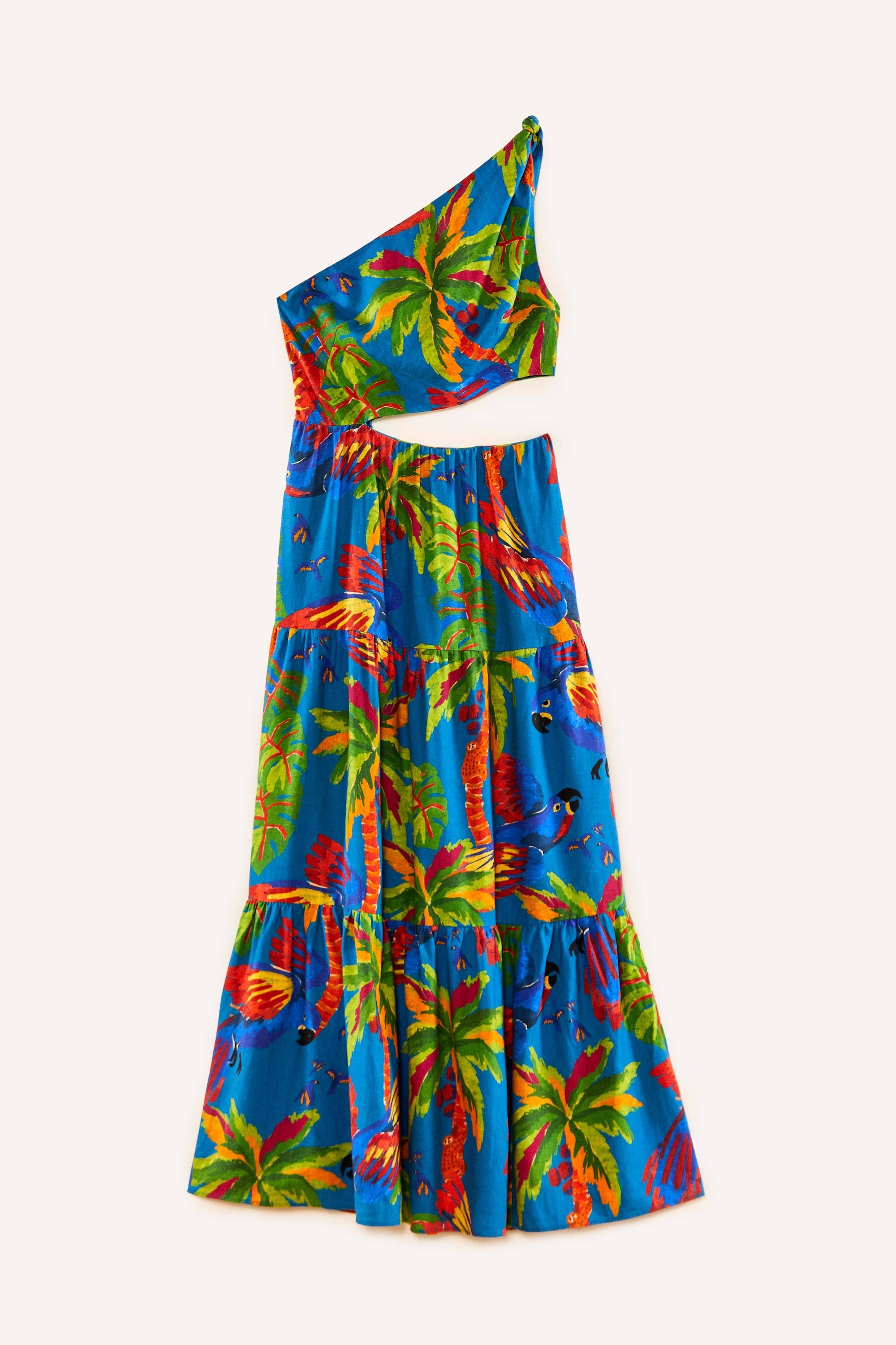 Robe longue asymétrique Sunny Day en lin - Bleu