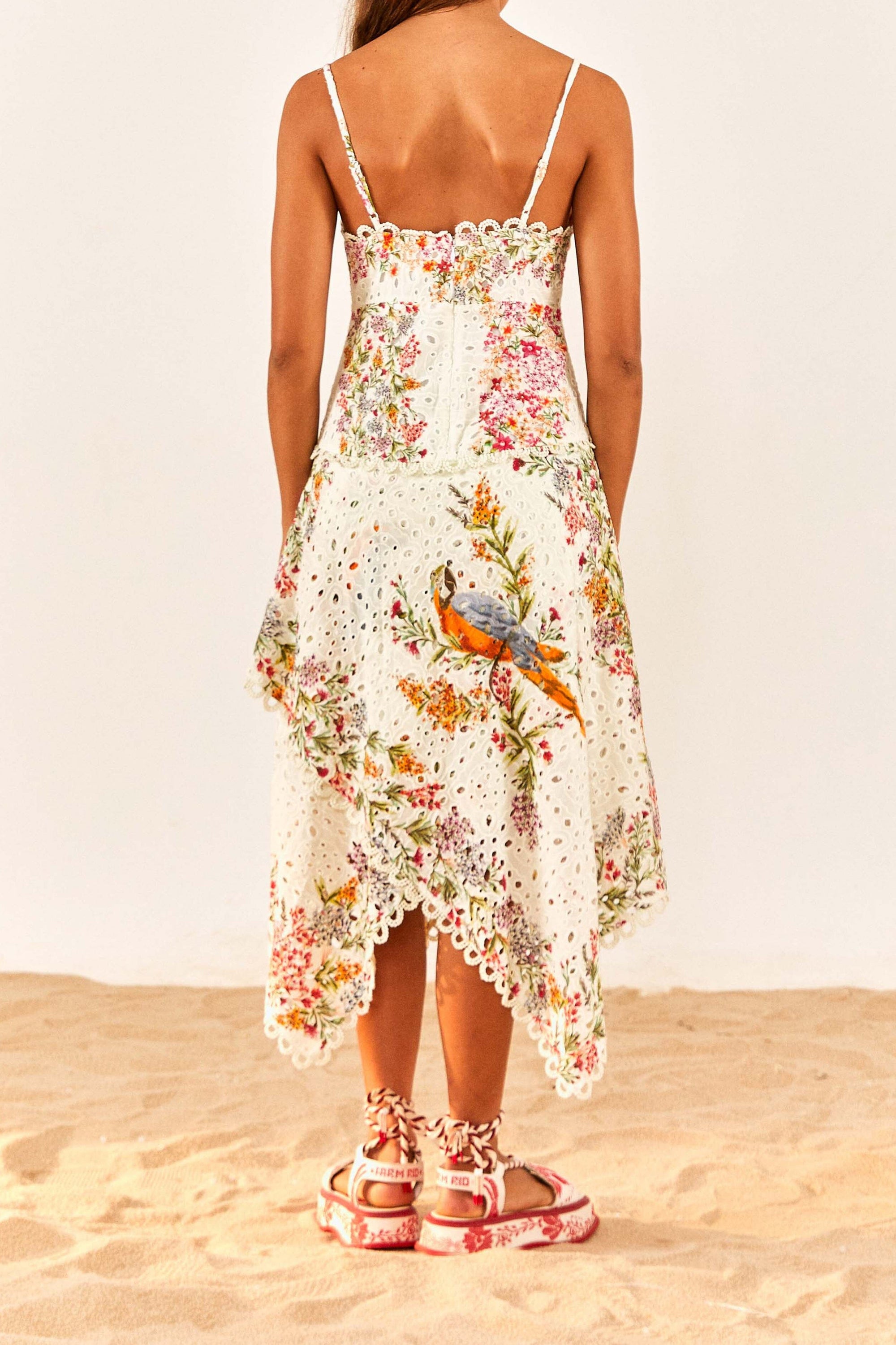 Robe midi Delicate Forest en coton - Beige
