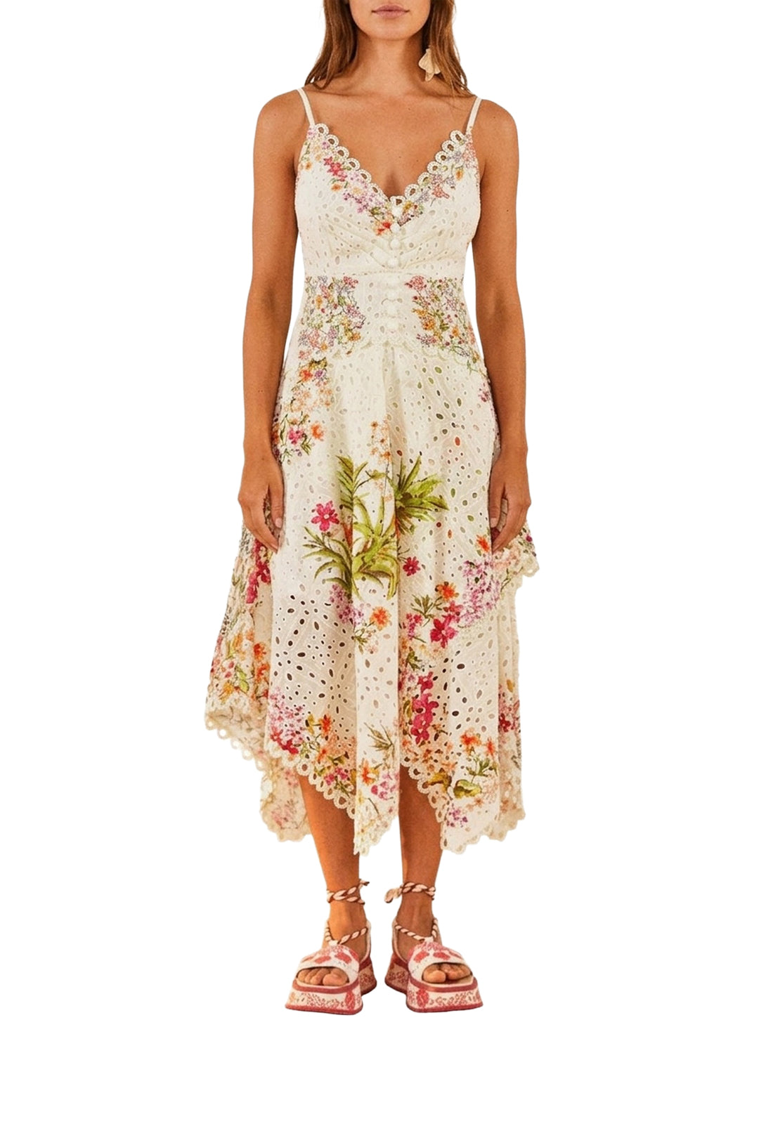 Robe midi Delicate Forest en coton - Beige