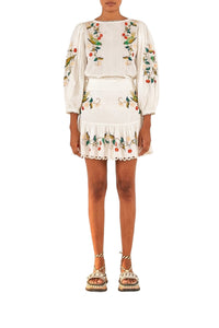 Pitanga embroidered short skirt - White