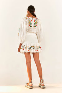 Pitanga embroidered mini skirt - White