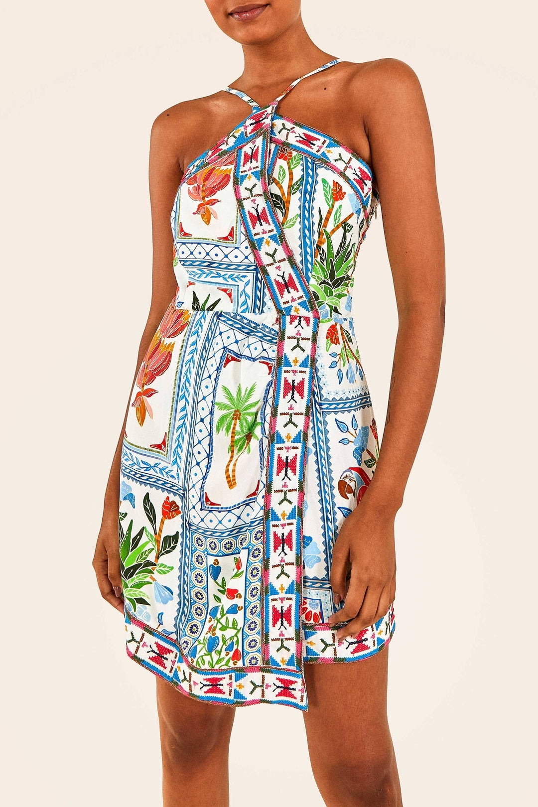 Embroidered short dress - Multicolore
