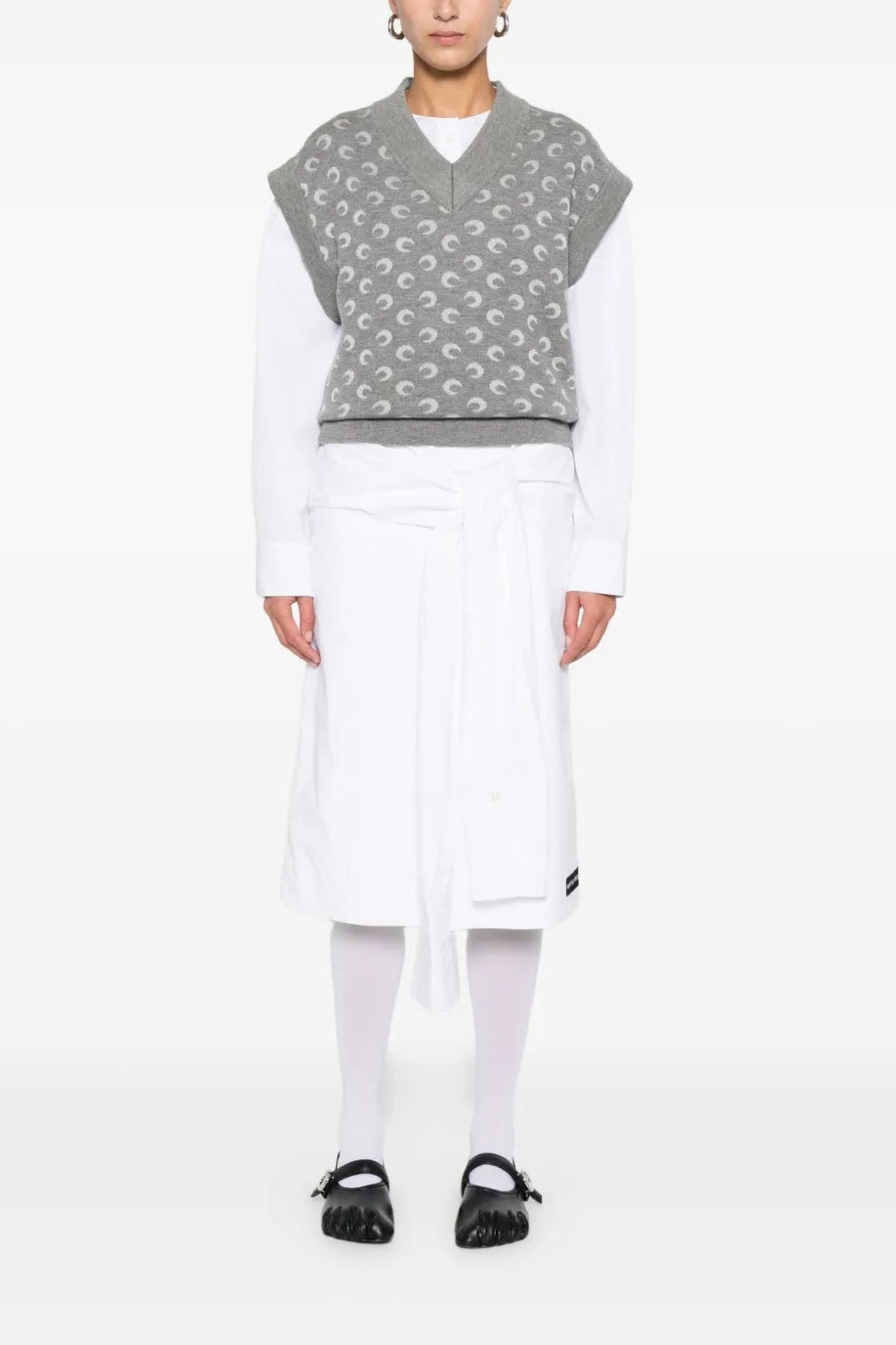 Regenerated Cotton Percale Wrapped Midi - Blanc
