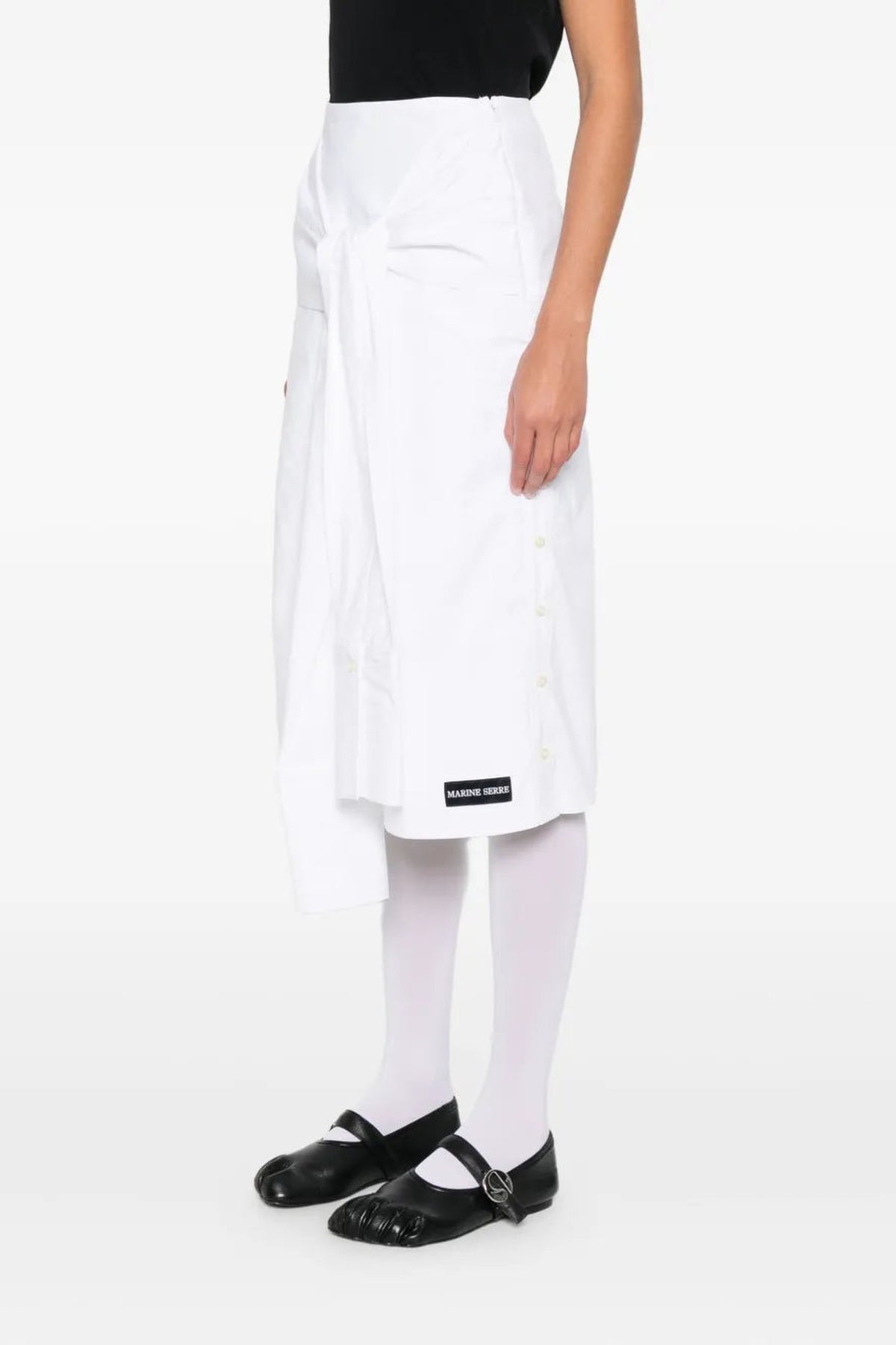 Regenerated Cotton Percale Wrapped Midi - Blanc