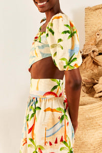 Robe midi Copacabana en lin - Multicolore