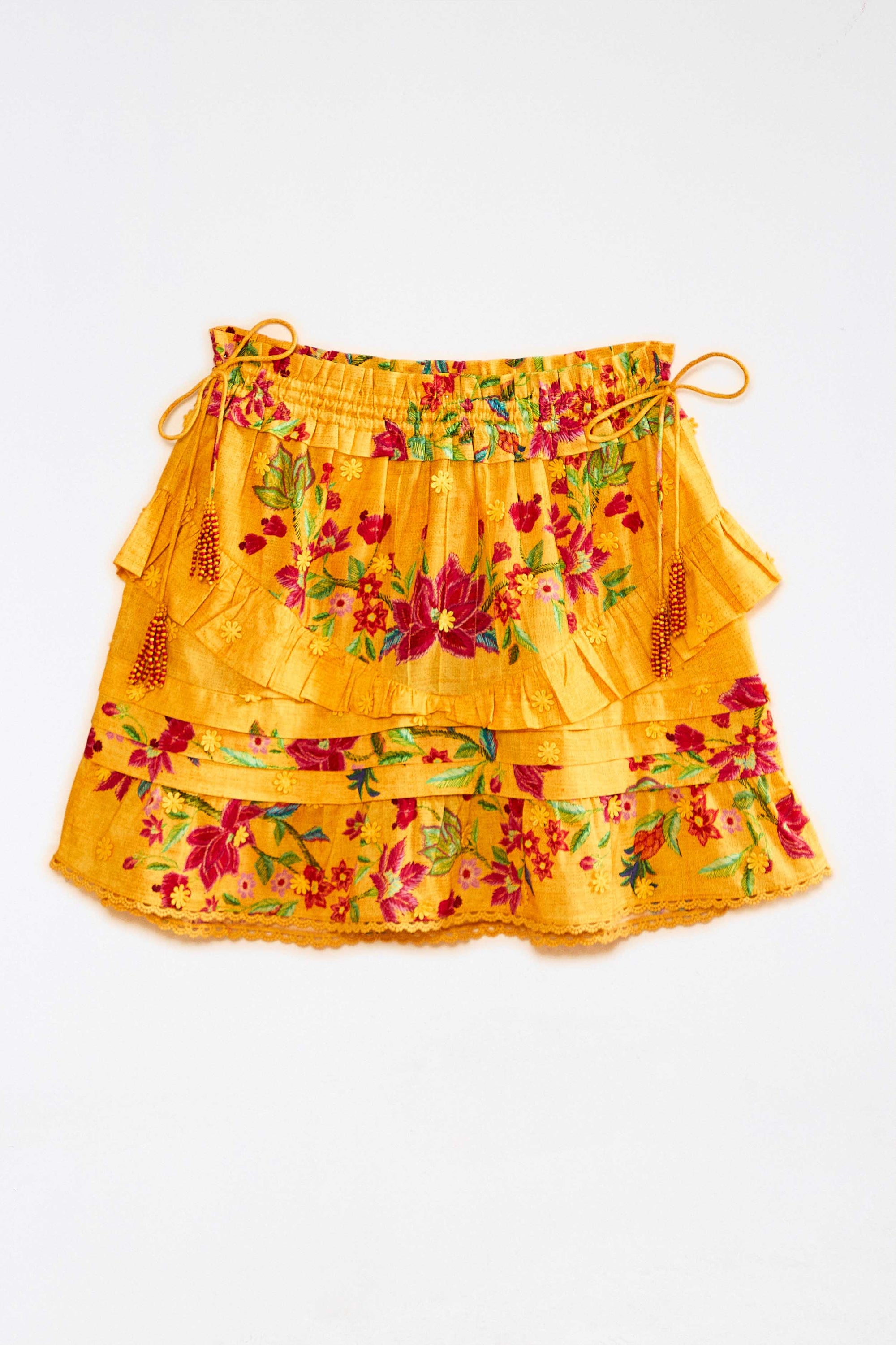 Jupe courte Flower Dream - Jaune