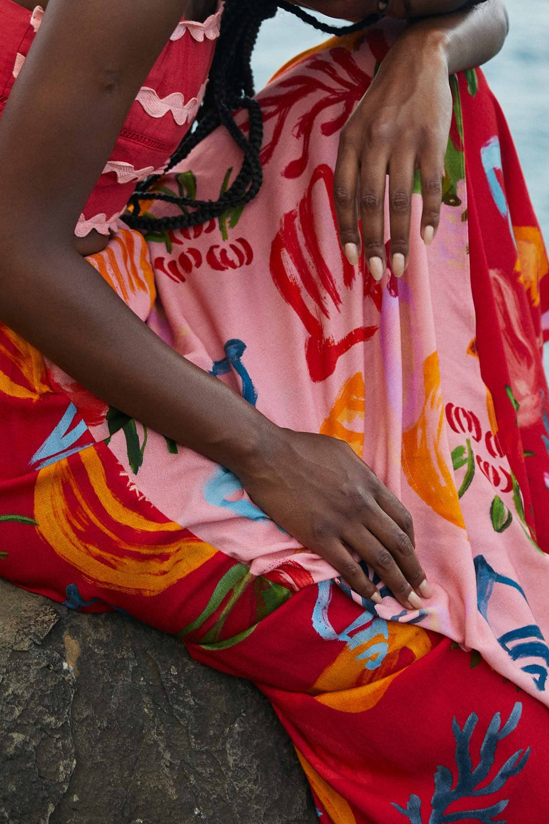 Fruits Ocean maxi skirt - Pink