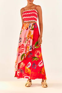 Fruits Ocean maxi skirt - Pink