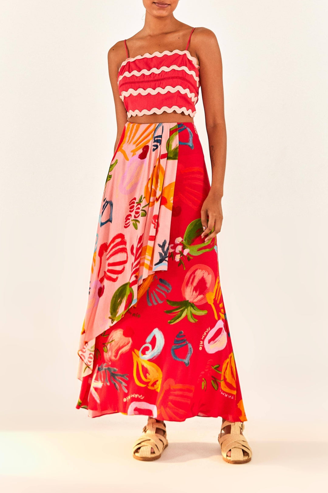 Fruits Ocean maxi skirt - Pink