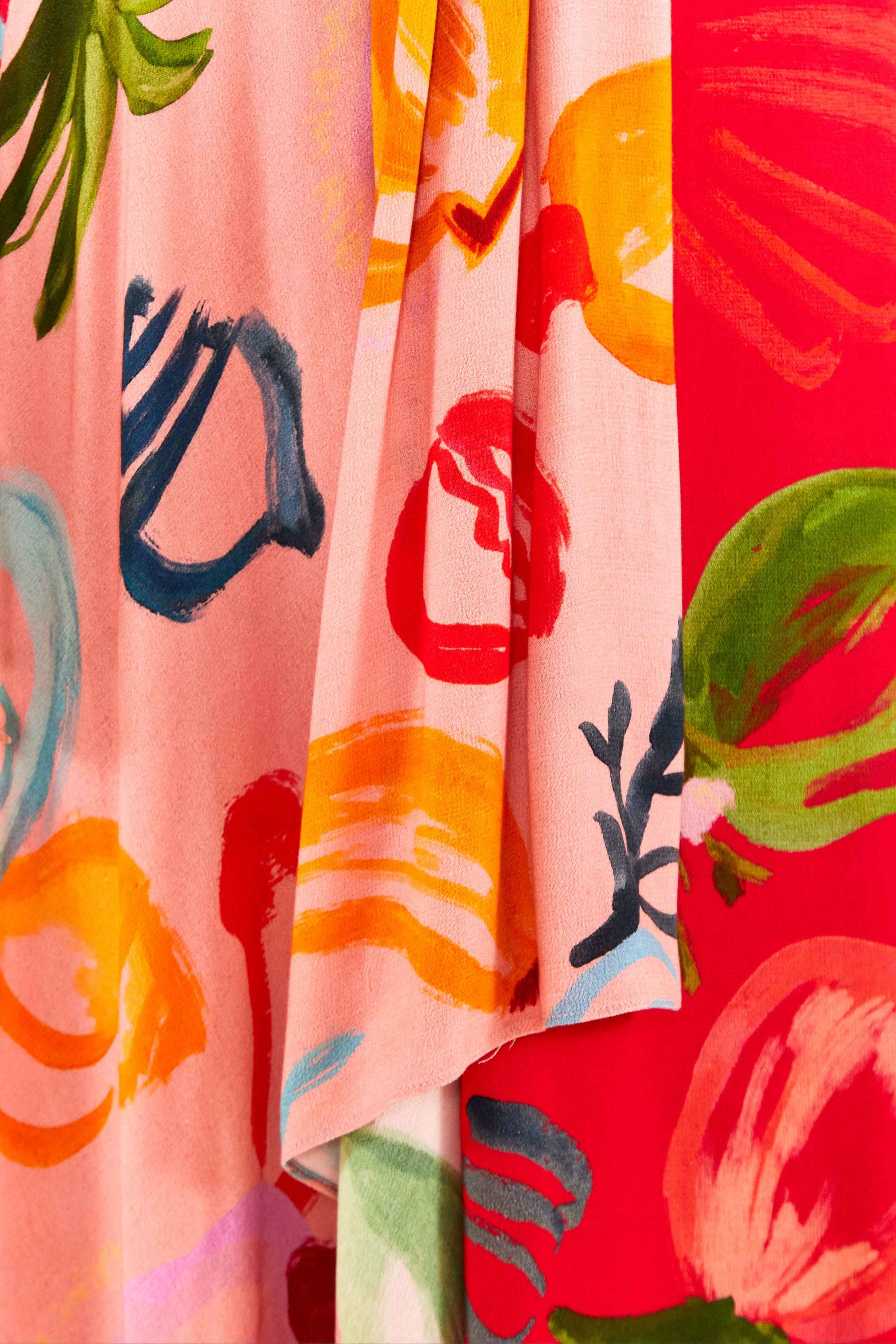 Fruits Ocean maxi skirt - Pink