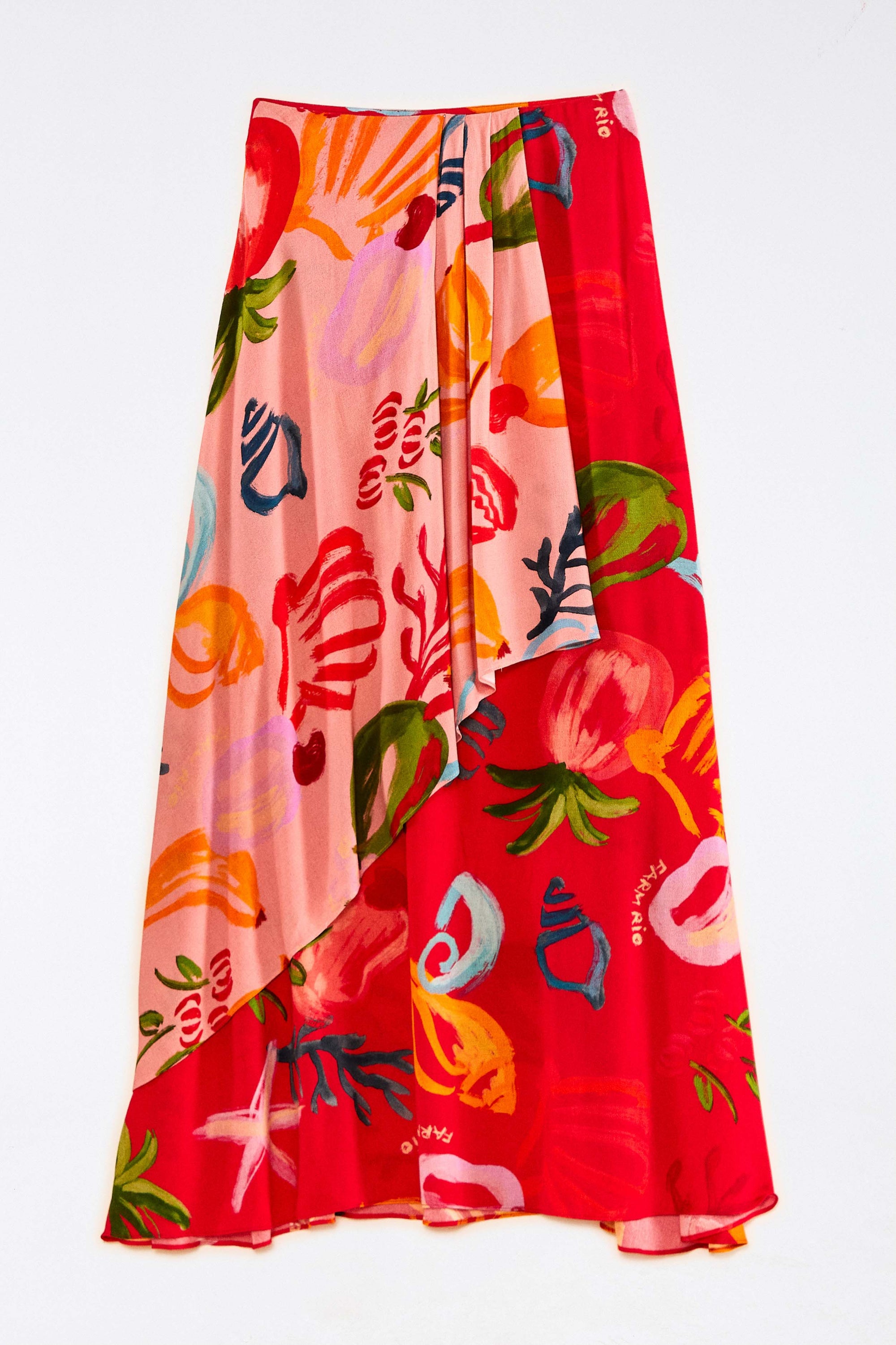 Fruits Ocean maxi skirt - Pink