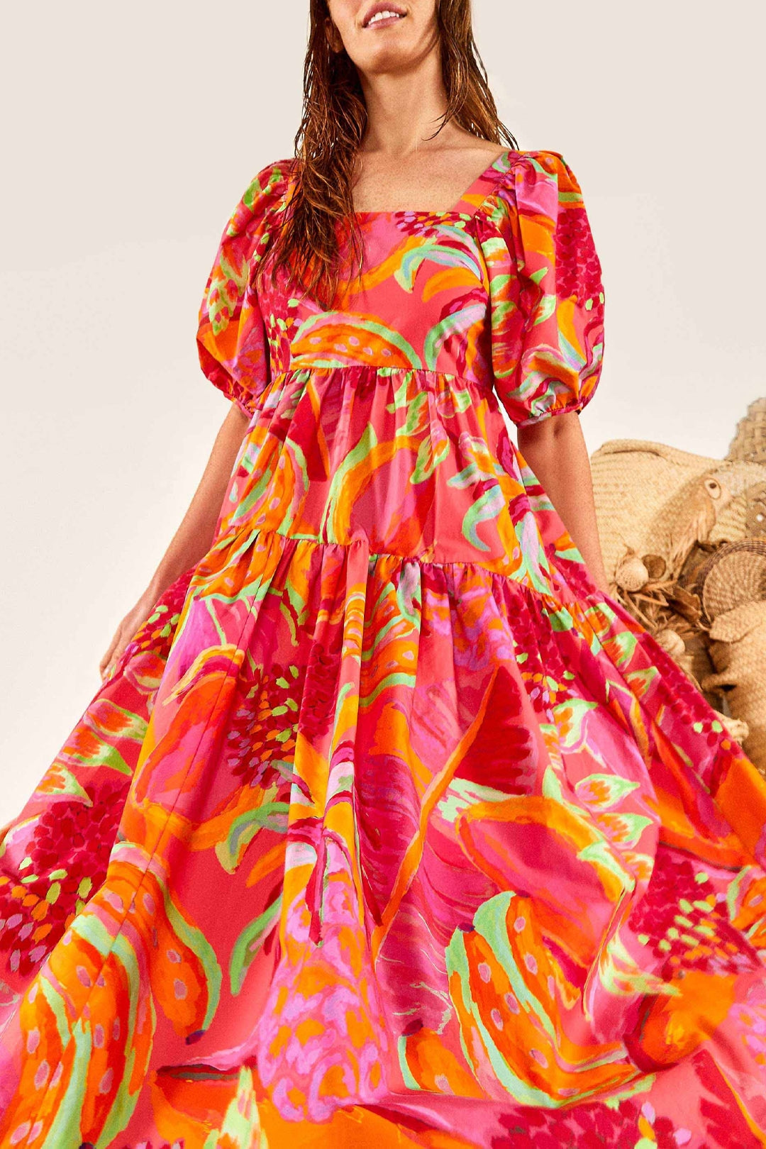 Robe midi Fruit Brush - Orange