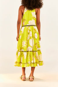 Robe midi Neon Garden - Jaune