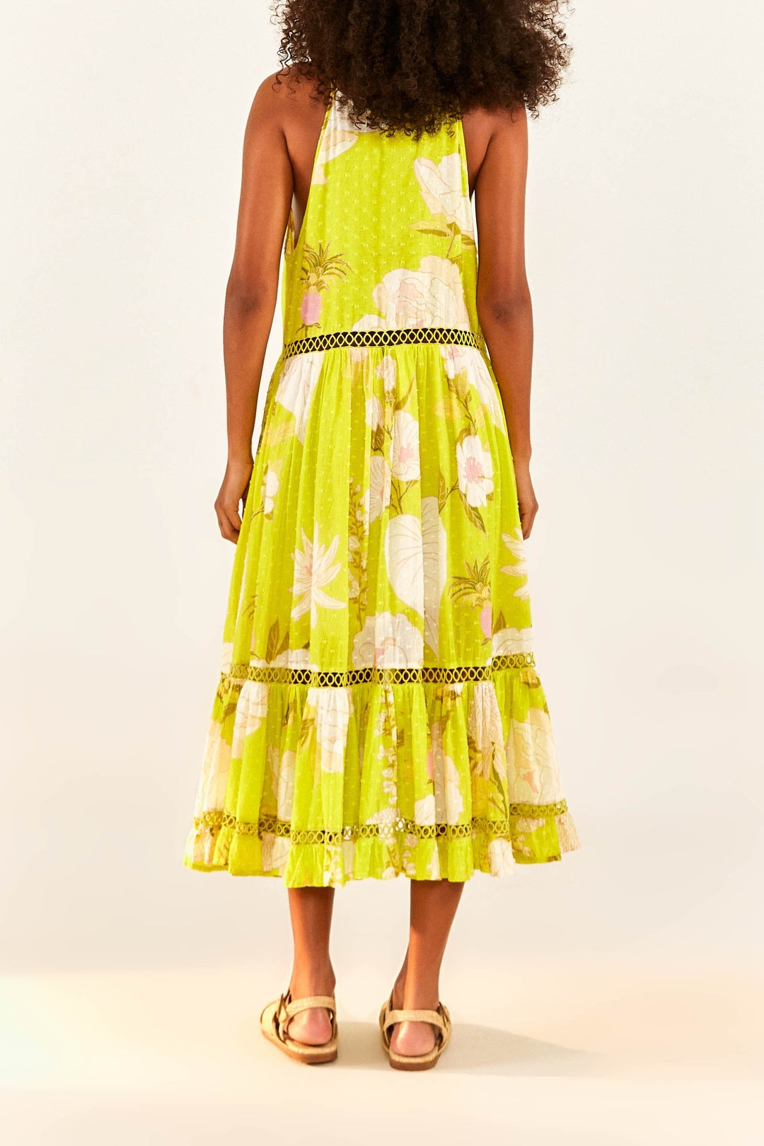 Robe midi Neon Garden - Jaune