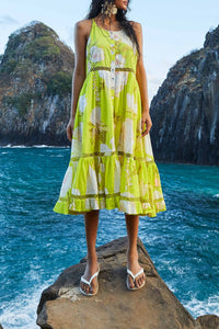 Robe midi Neon Garden - Jaune