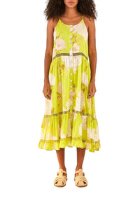 Robe midi Neon Garden - Jaune