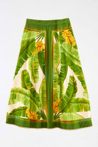MEDIA OFF LINE_Fresh Forest Scarf midi skirt in linen - Green