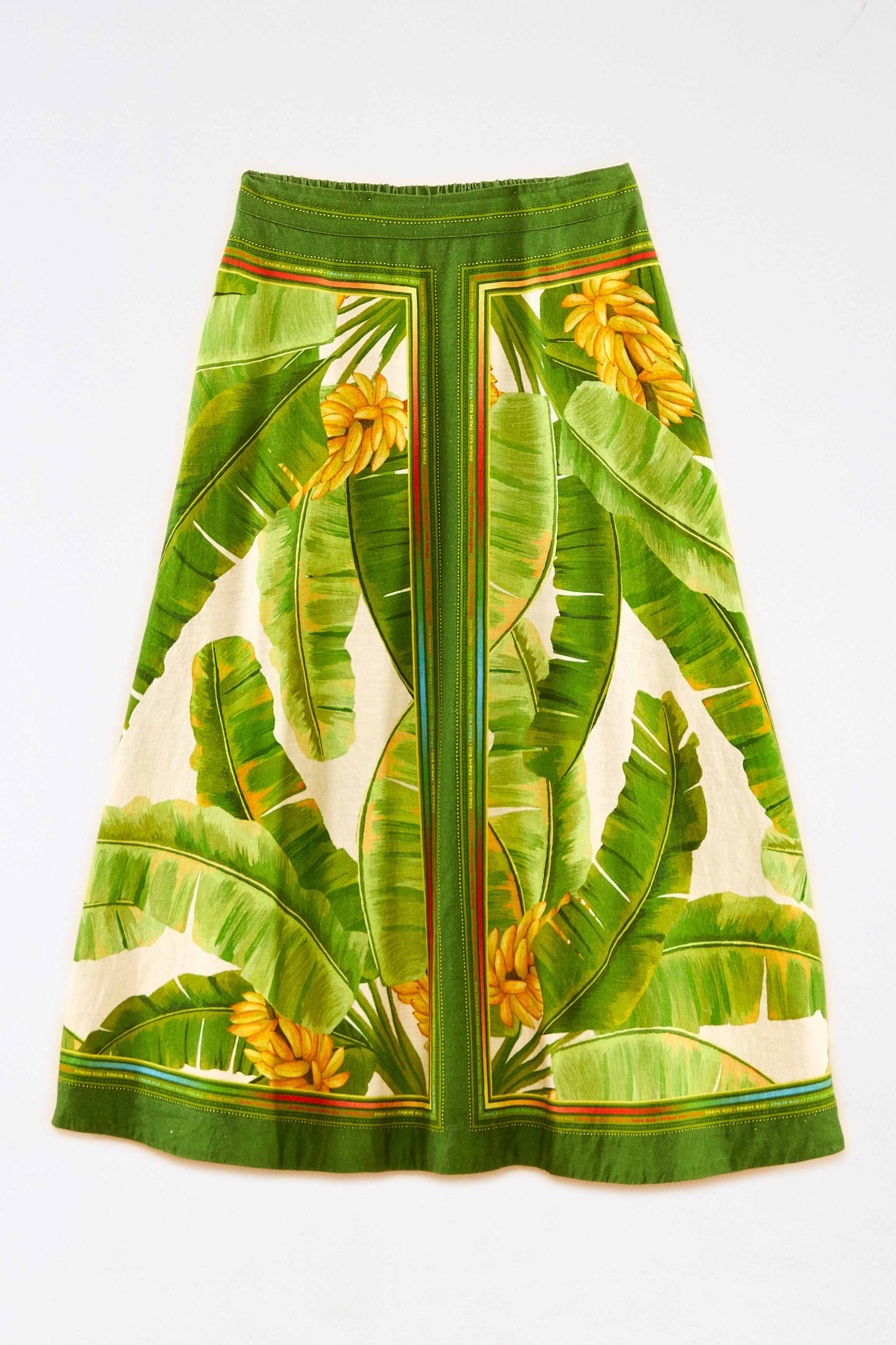 MEDIA OFF LINE_Fresh Forest Scarf midi skirt in linen - Green