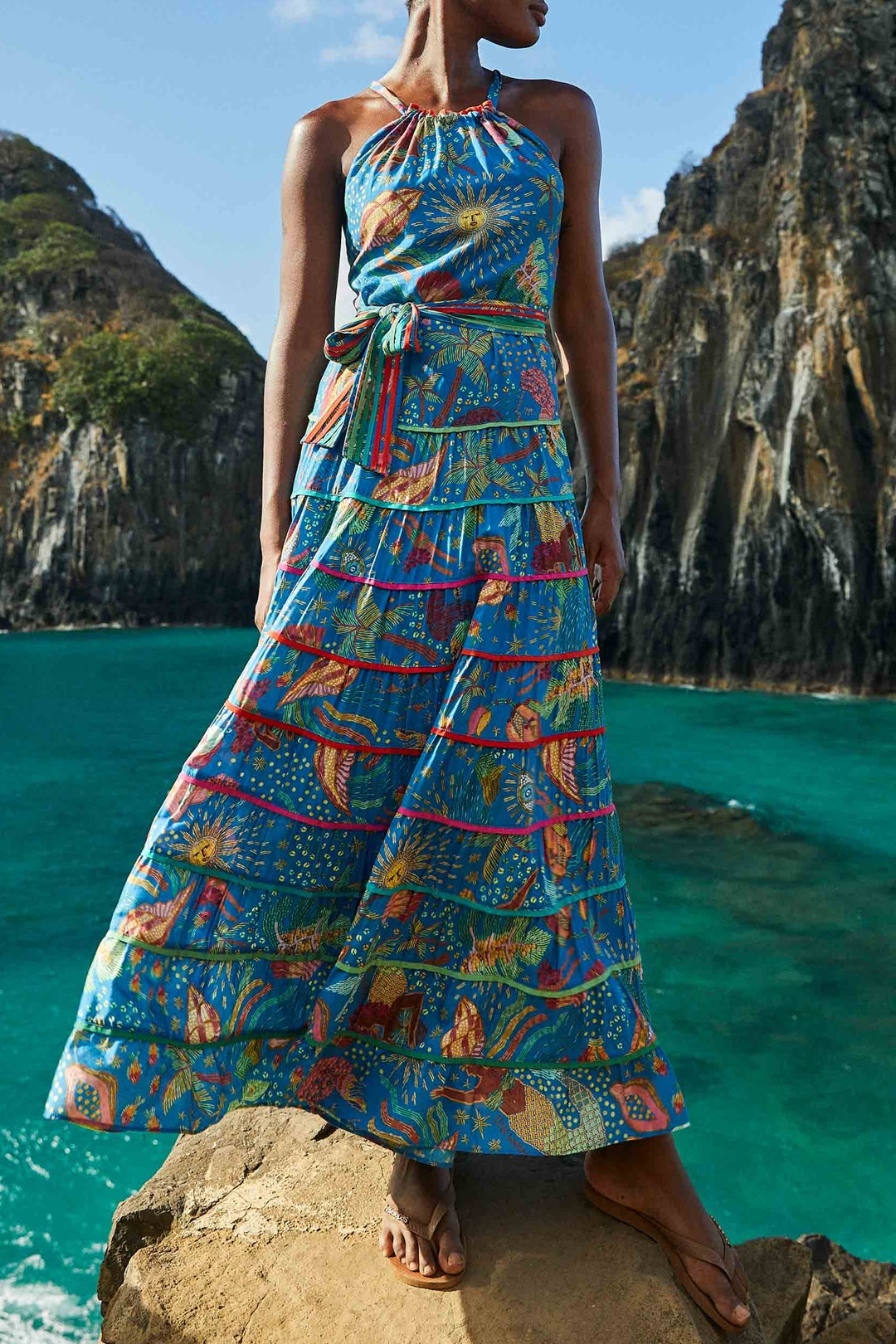 Robe longue Ocean Stories - Bleu