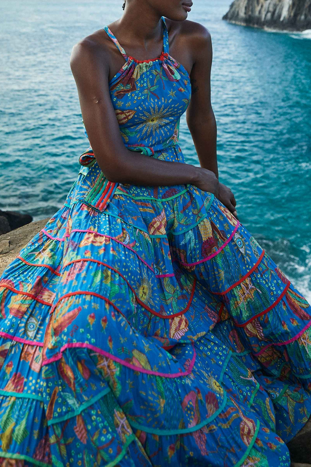 Robe longue Ocean Stories - Bleu