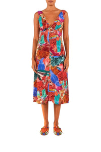 Robe midi Animal Collage - Rouge