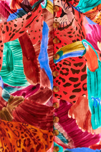 Robe midi Animal Collage - Rouge