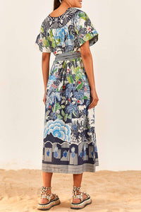 Robe longue Graphic Rio - Bleu