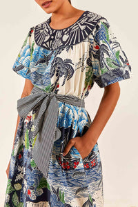 Robe longue Graphic Rio - Bleu