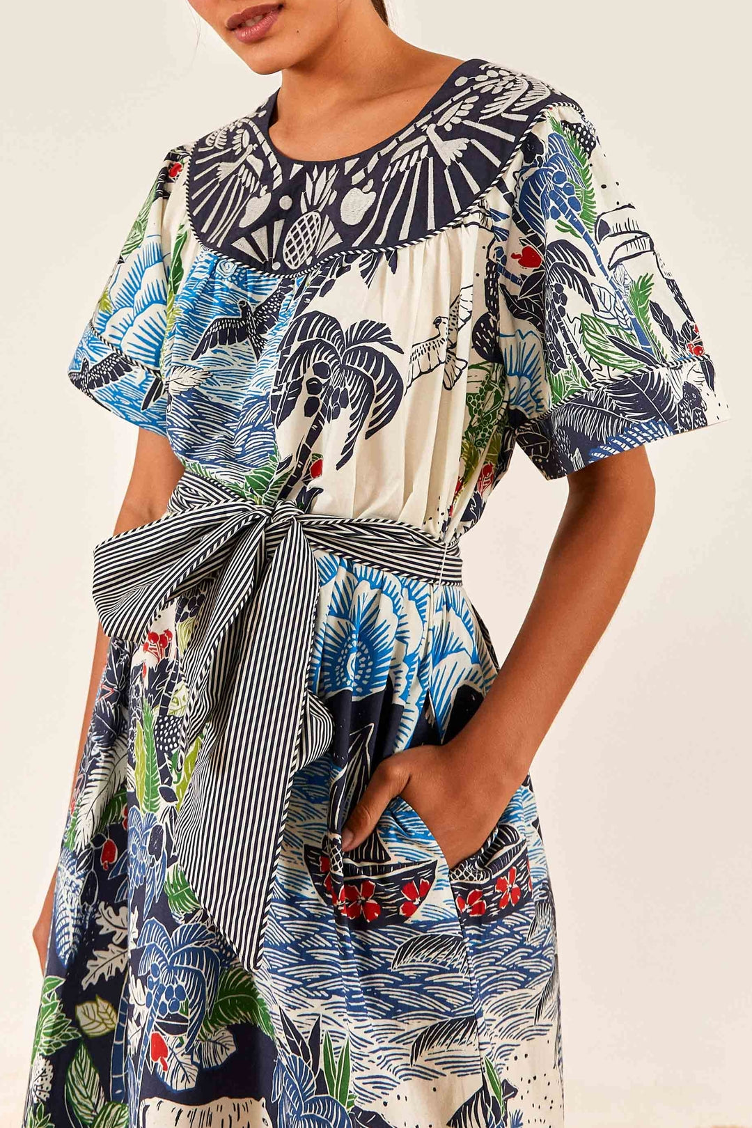 Robe longue Graphic Rio - Bleu
