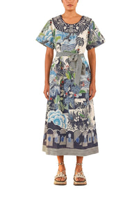 Robe longue Graphic Rio - Bleu
