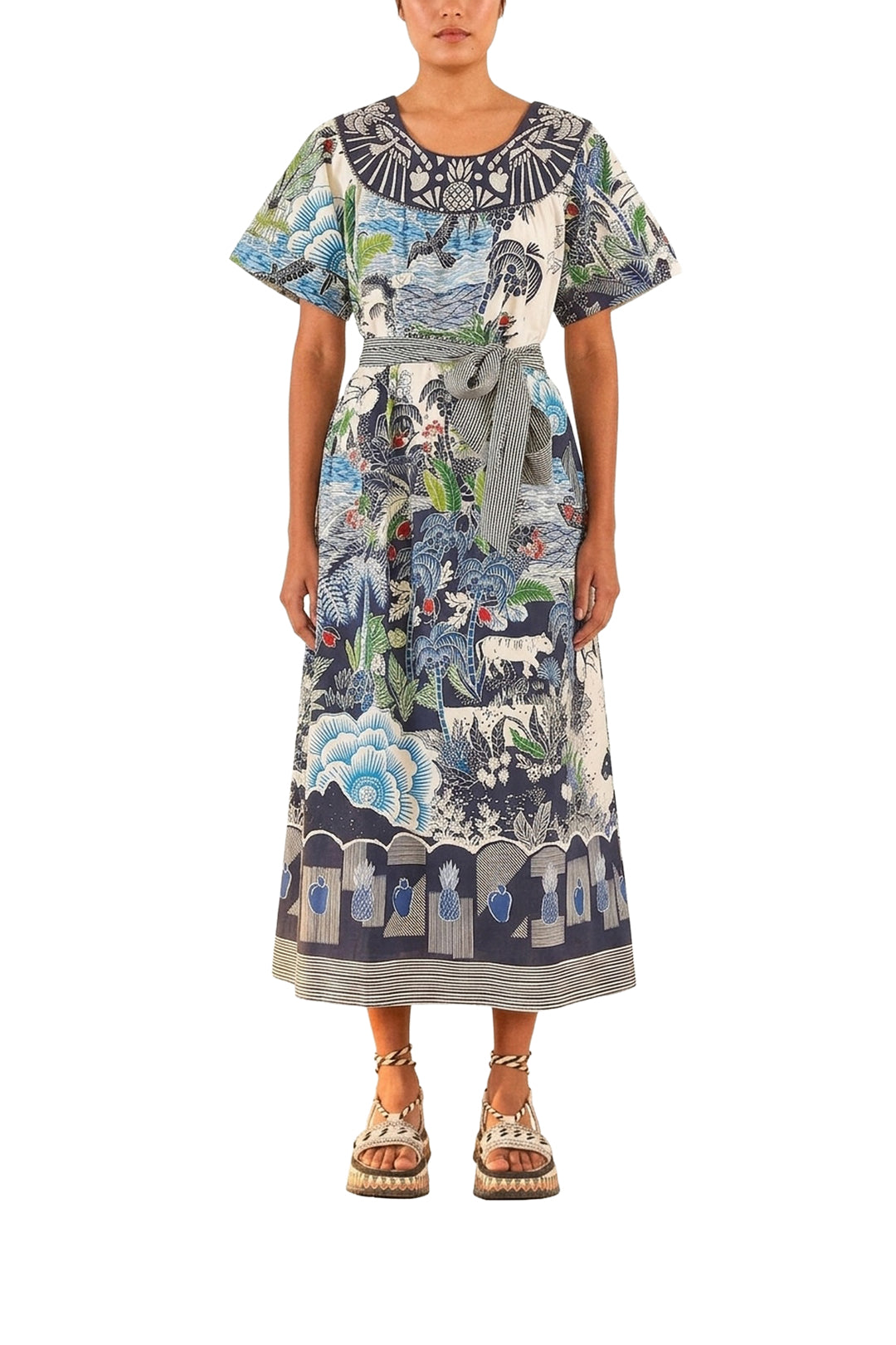 Robe longue Graphic Rio - Bleu
