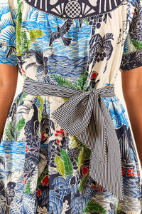 Robe longue Graphic Rio - Bleu
