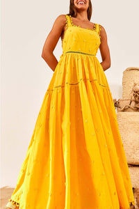 Cotton floral maxi dress - Yellow