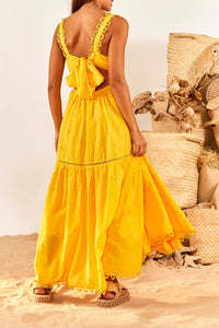 Cotton floral maxi dress - Yellow