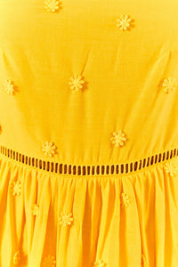 Cotton floral maxi dress - Yellow