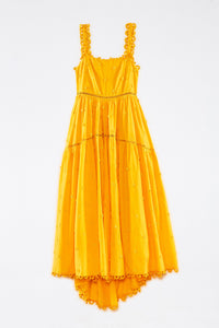 Cotton floral maxi dress - Yellow
