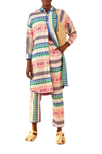 MEDIA OFF LINE_Chemise longue en jacquard Ananas en coton - Multicolore