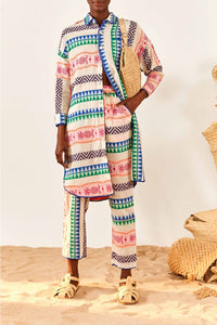 MEDIA OFF LINE_Chemise longue en jacquard Ananas en coton - Multicolore