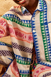 MEDIA OFF LINE_Chemise longue en jacquard Ananas en coton - Multicolore