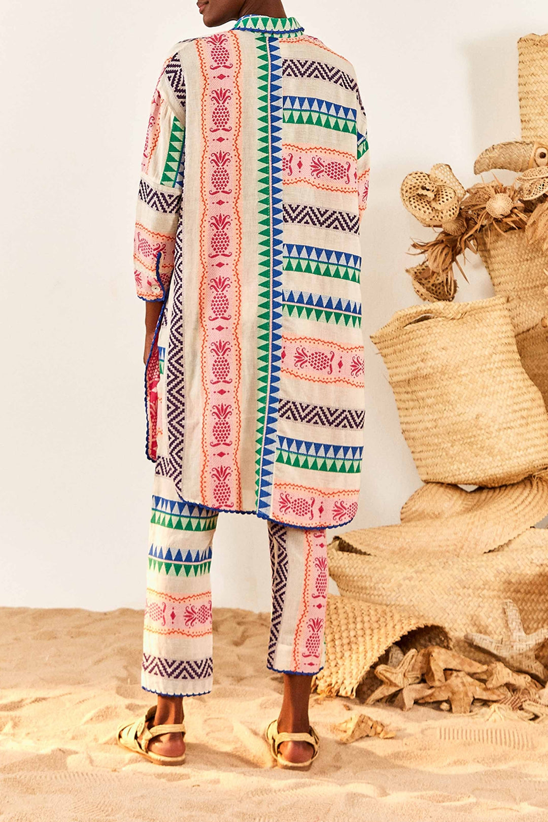 MEDIA OFF LINE_Chemise longue en jacquard Ananas en coton - Multicolore