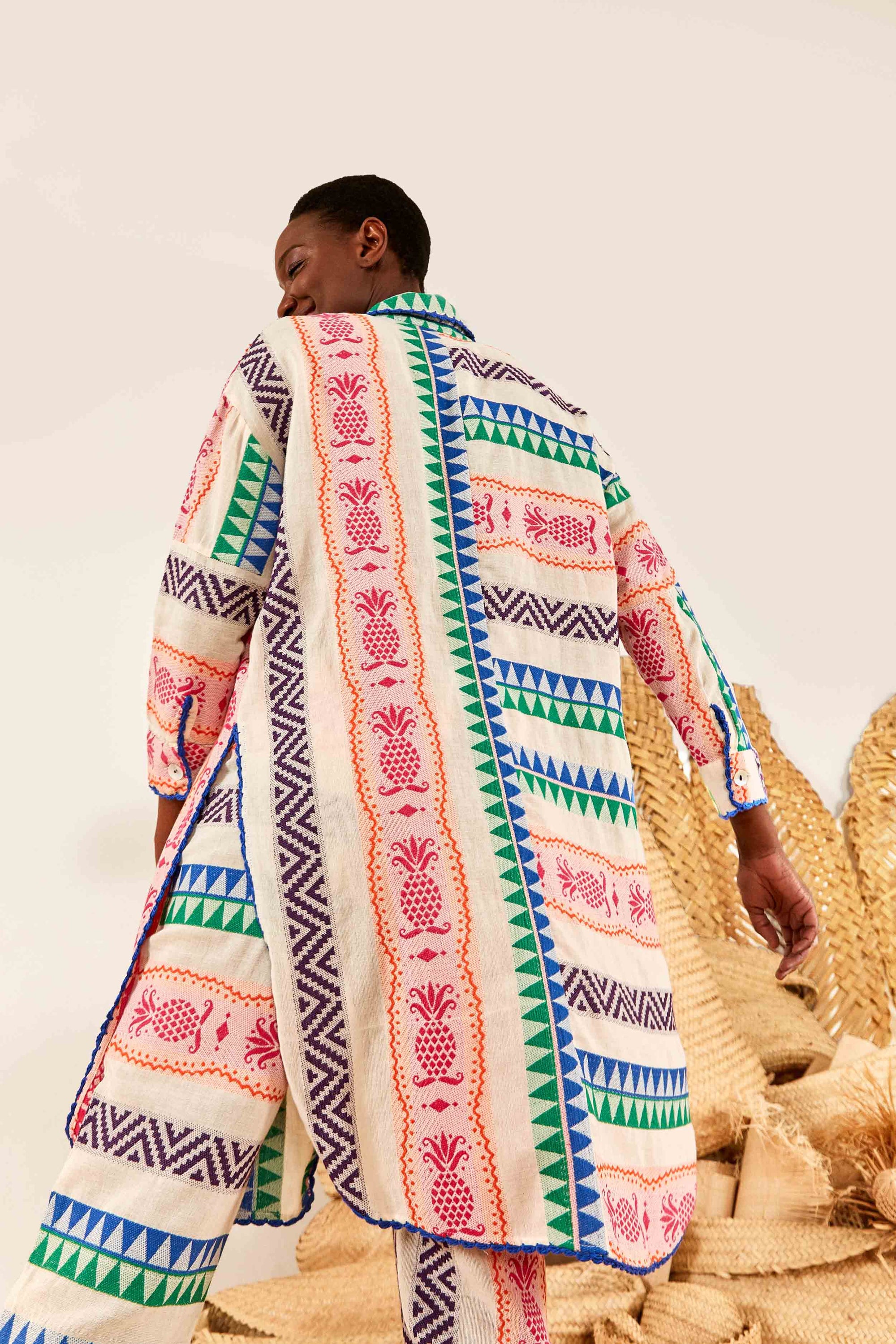 MEDIA OFF LINE_Chemise longue en jacquard Ananas en coton - Multicolore