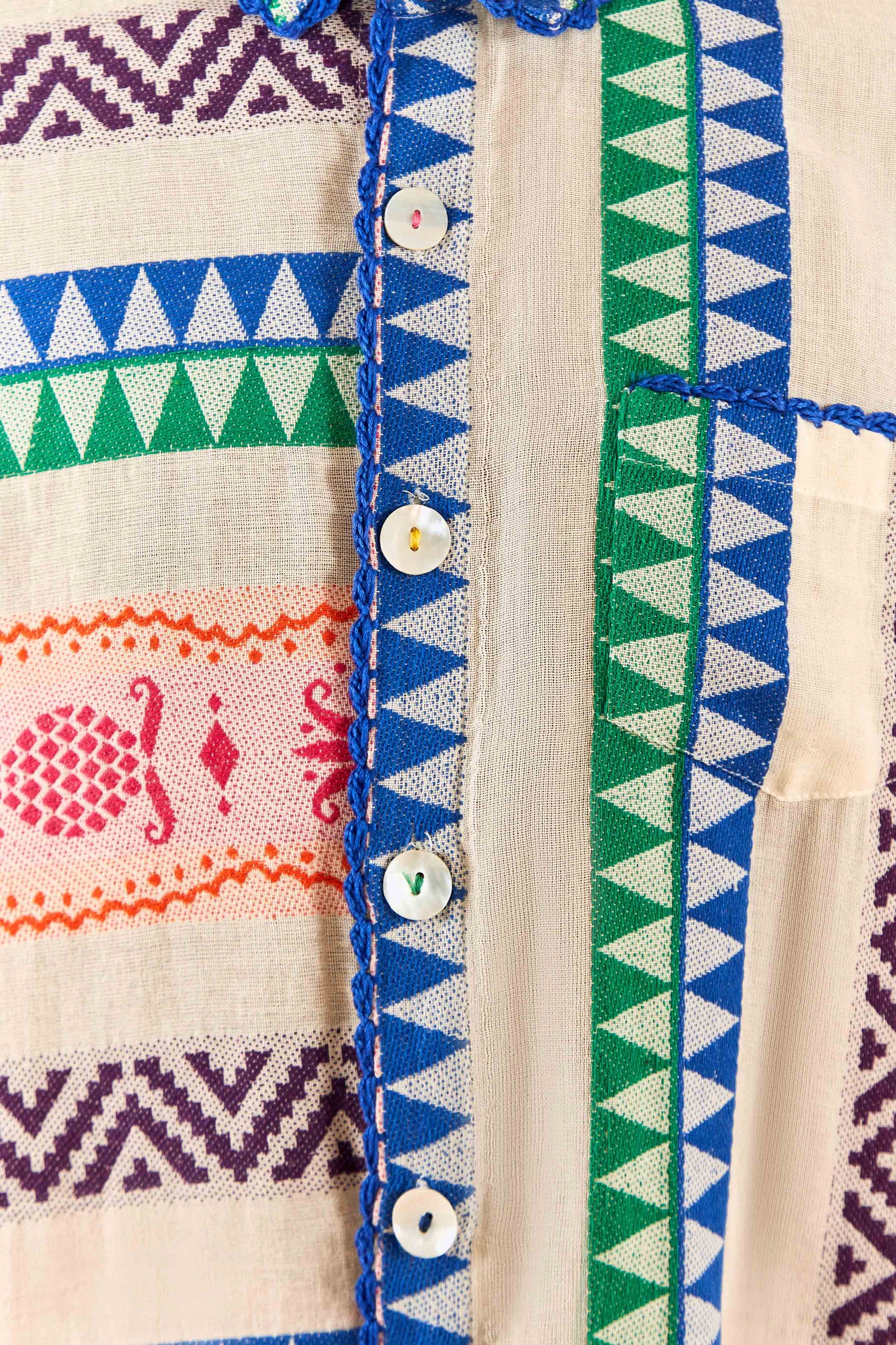 MEDIA OFF LINE_Chemise longue en jacquard Ananas en coton - Multicolore