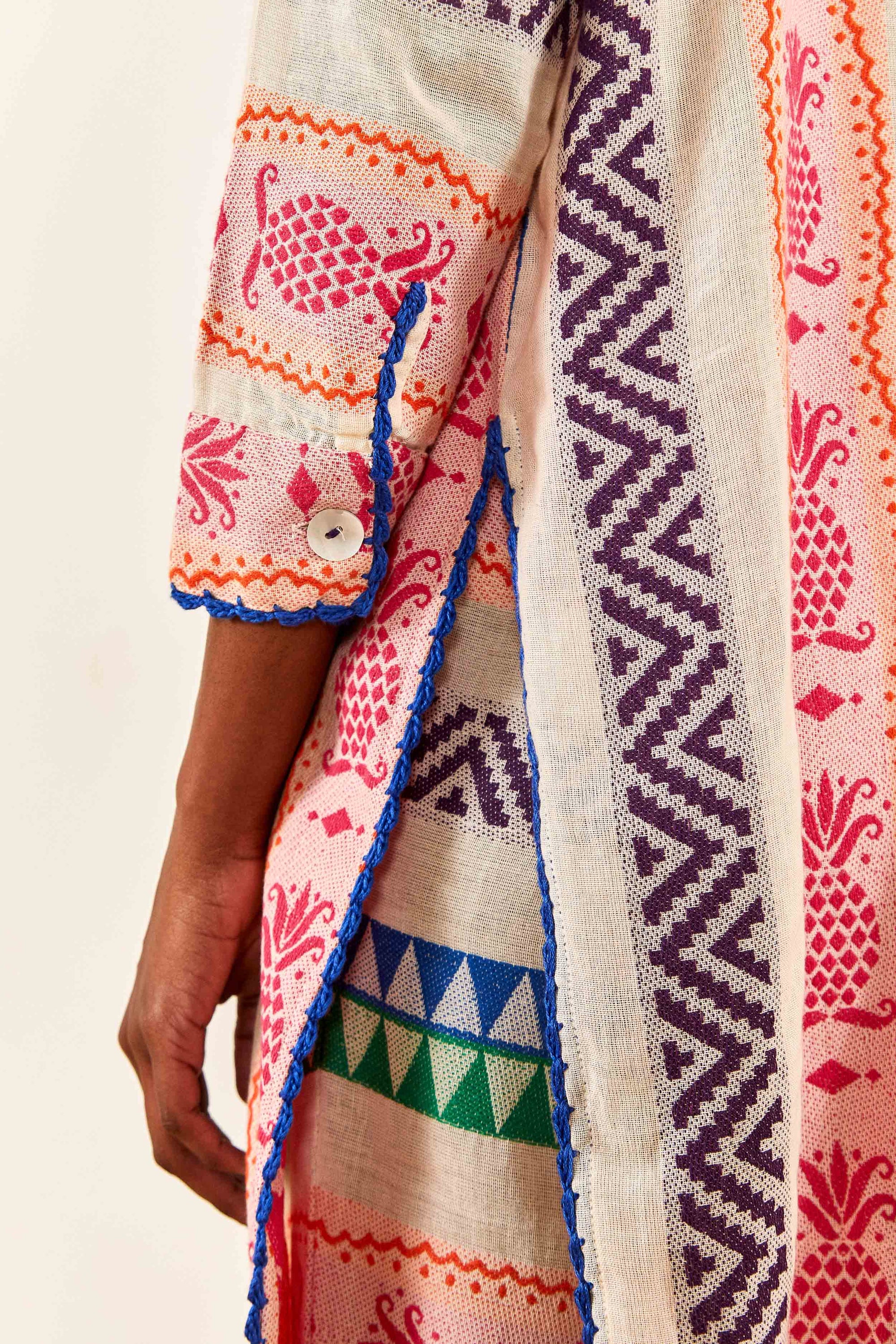 MEDIA OFF LINE_Chemise longue en jacquard Ananas en coton - Multicolore
