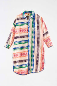 MEDIA OFF LINE_Chemise longue en jacquard Ananas en coton - Multicolore