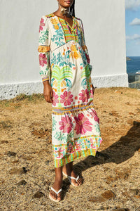 Robe longue en lin - Beige