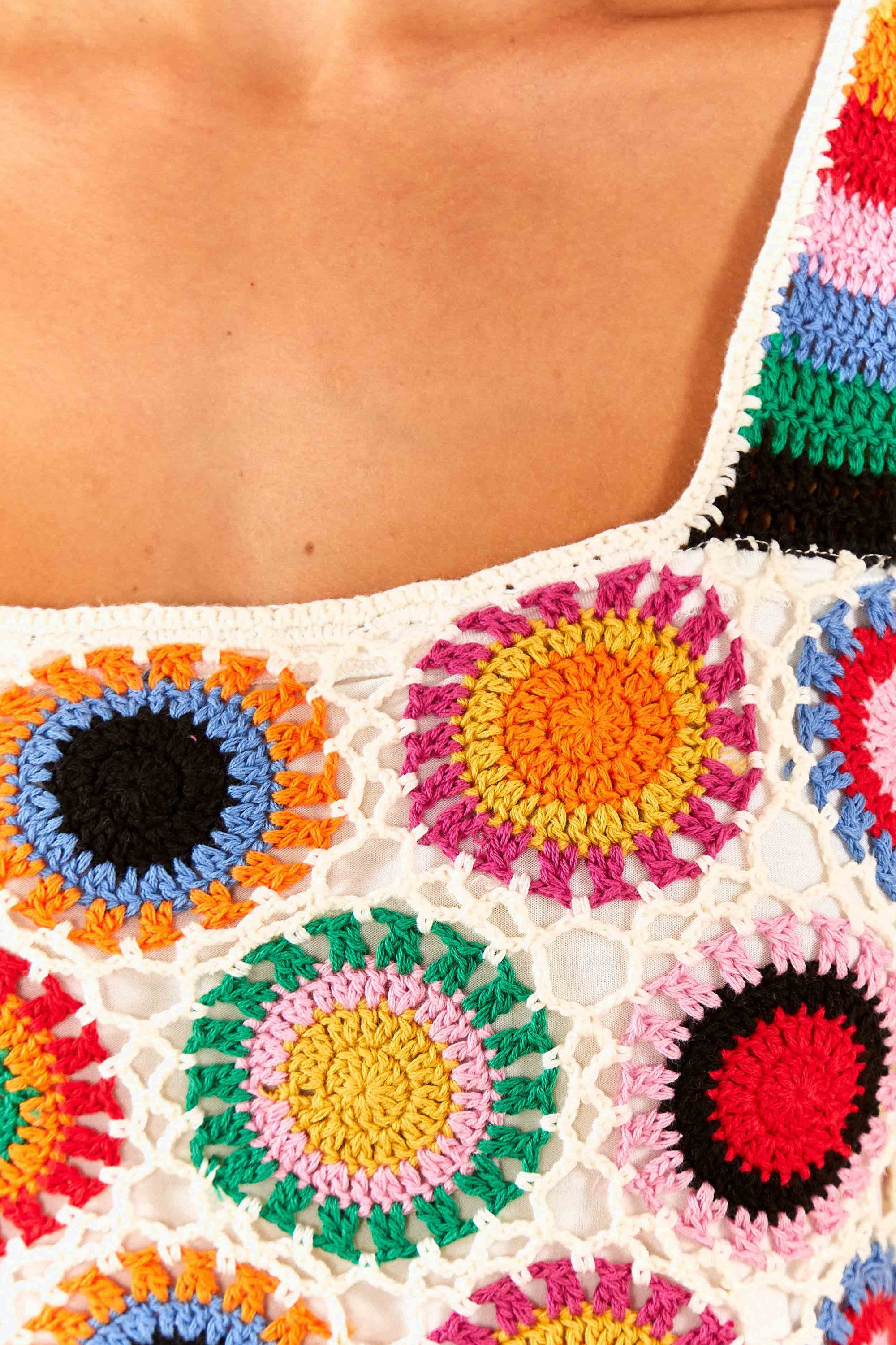 MEDIA OFF LINE_Top crochet Arc-en-ciel en coton - Multicolore